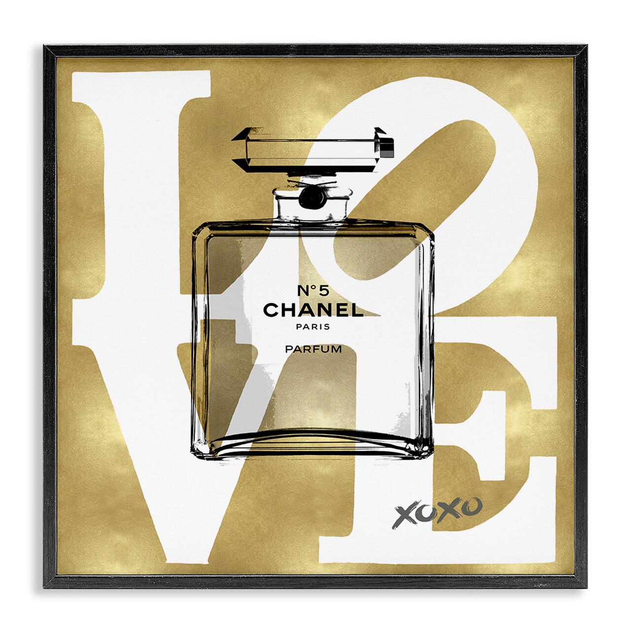 Stupell Industries Gold & White Love Perfume Framed Giclee Wall Art Design by Madeline Blake